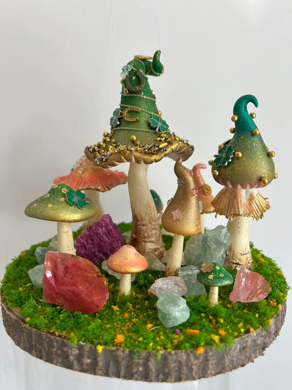 Prosperity Grove — Handmade Mushroom Forest with Natural Crystals