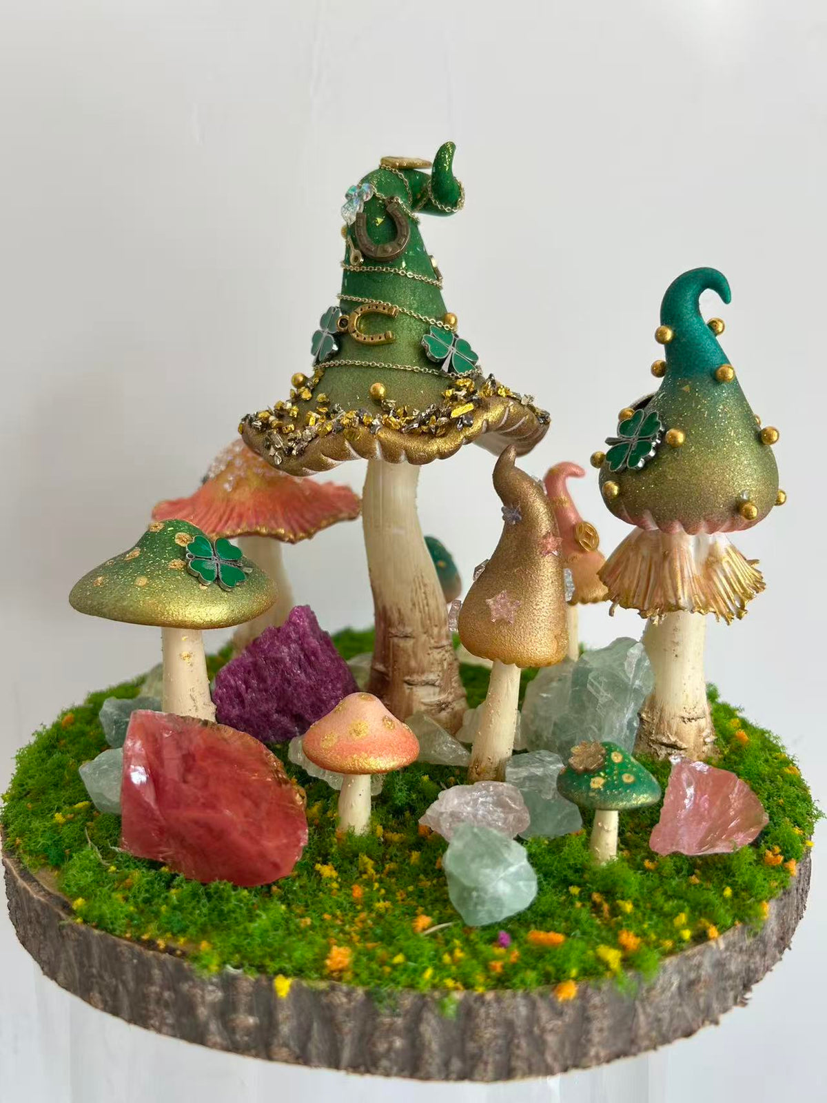 Prosperity Grove — Handmade Mushroom Forest with Natural Crystals
