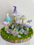 Quiet Haven — Handmade Pastel Mushroom Forest with Natural Crystals