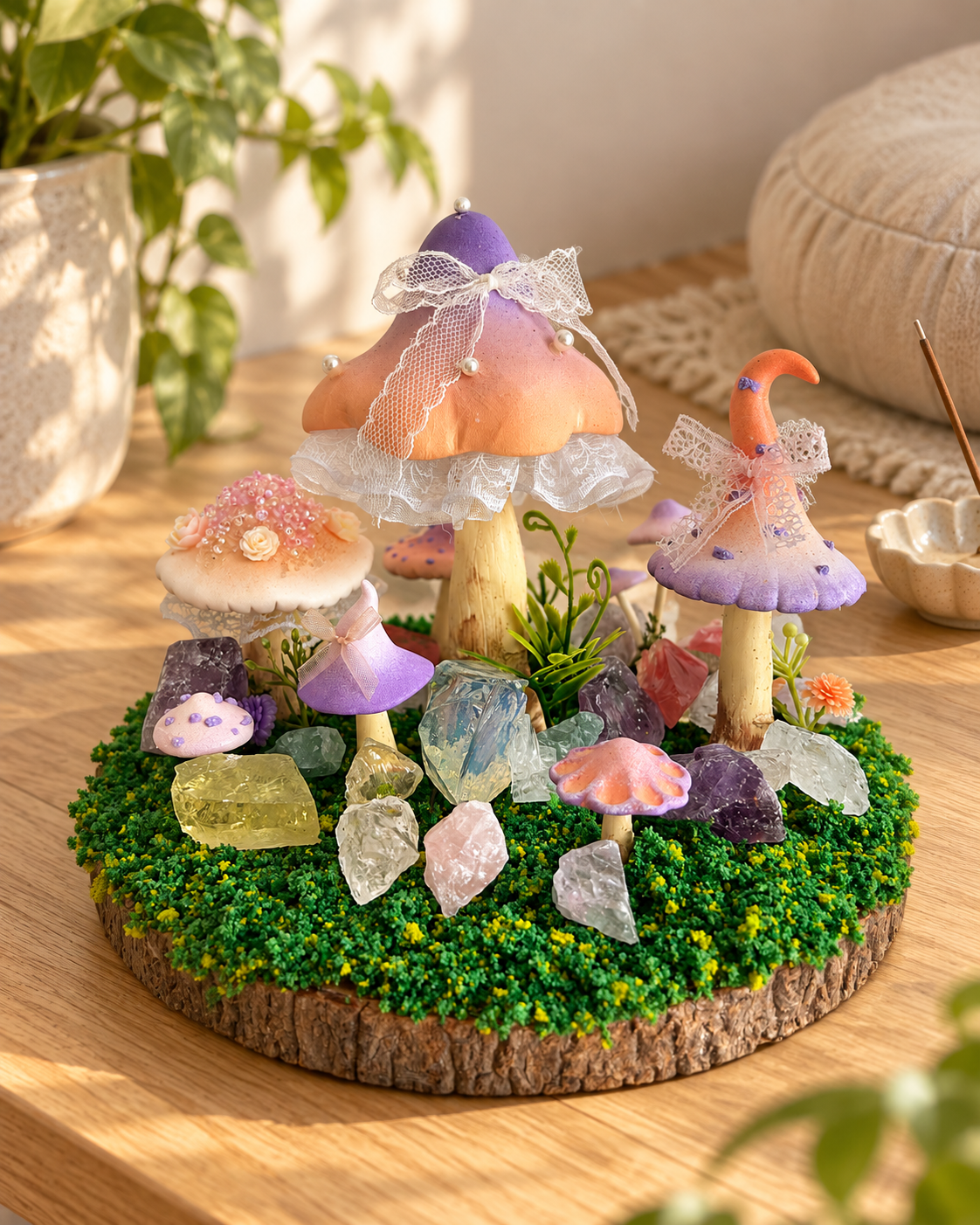 Harmony Bloom — Handmade Mushroom Forest with Natural Crystals