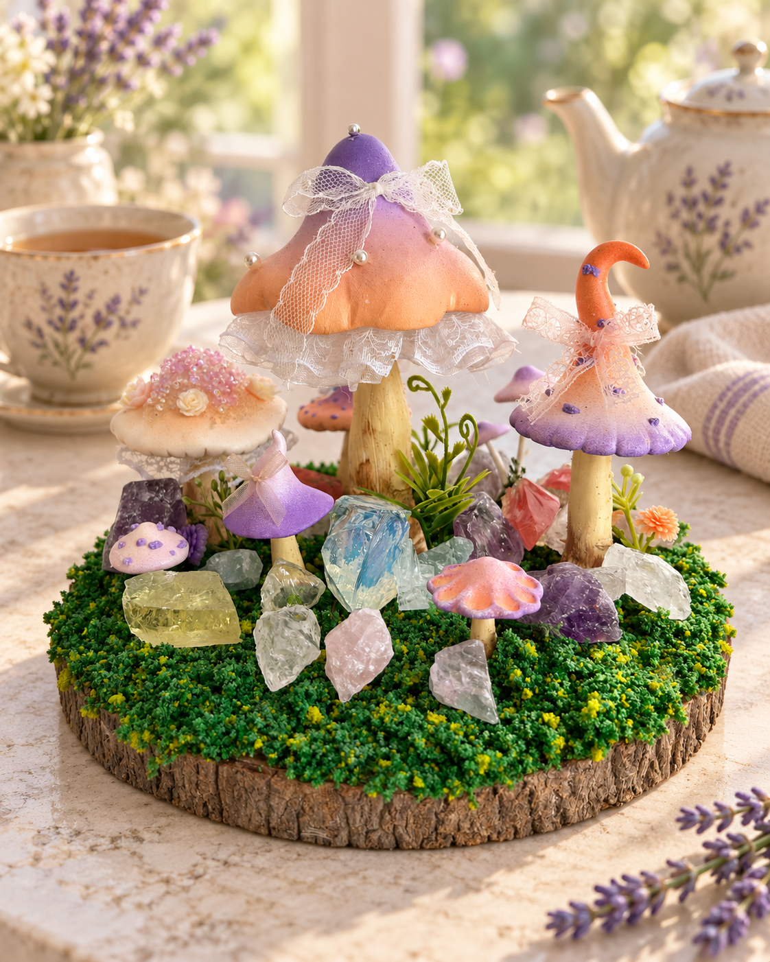 Harmony Bloom — Handmade Mushroom Forest with Natural Crystals