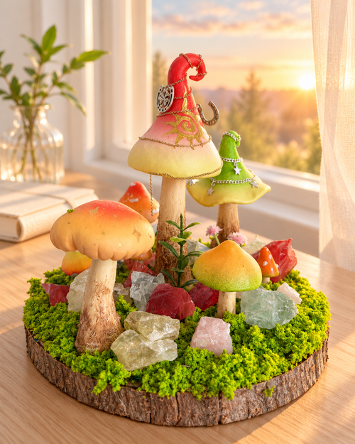 Brave Beginnings — Handmade Mushroom Forest with Natural Crystals