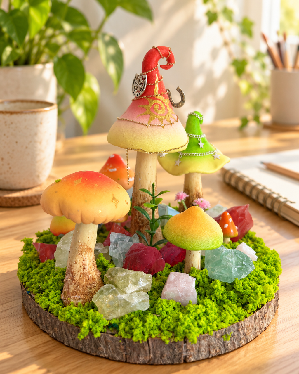 Brave Beginnings — Handmade Mushroom Forest with Natural Crystals