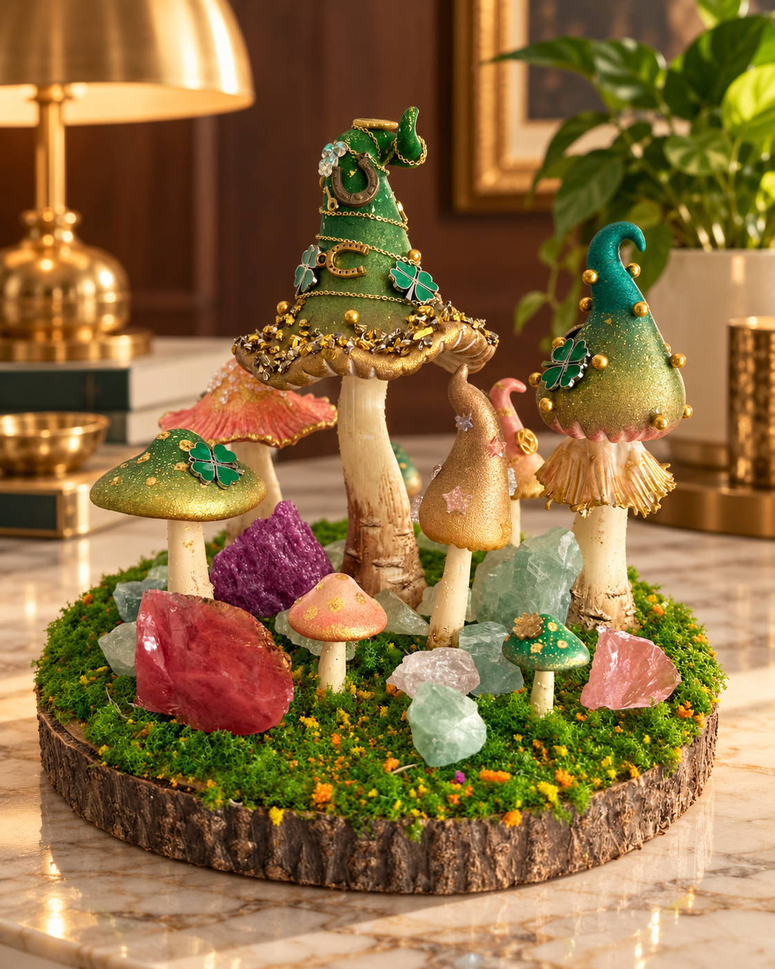 Prosperity Grove — Handmade Mushroom Forest with Natural Crystals