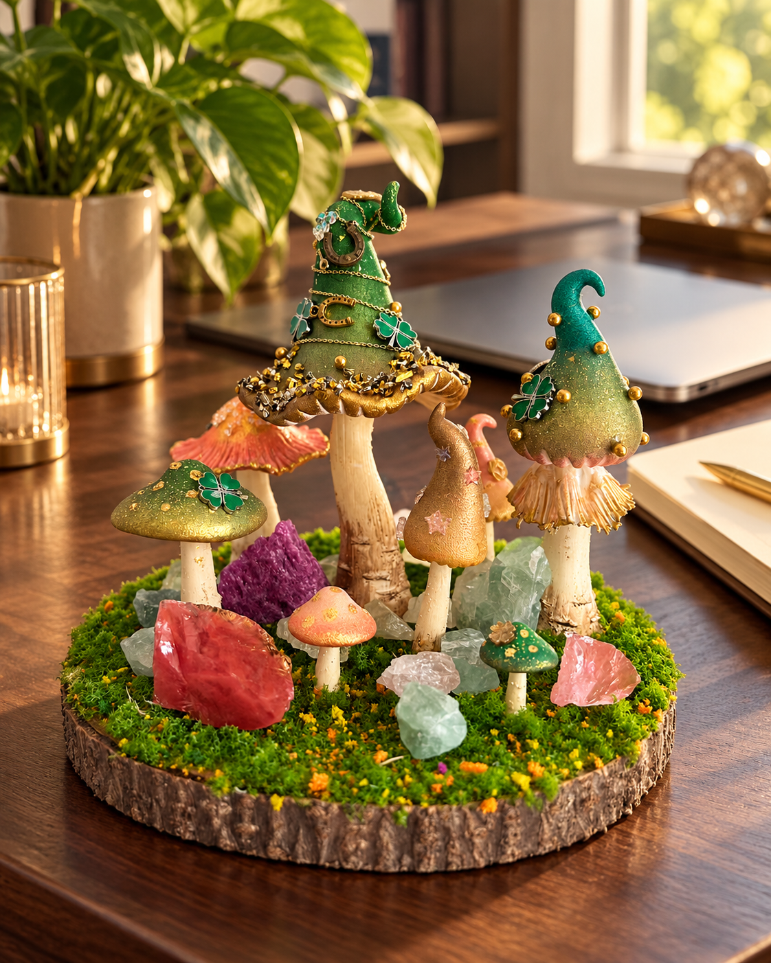 Prosperity Grove — Handmade Mushroom Forest with Natural Crystals