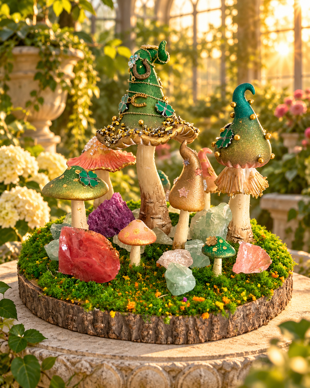 Prosperity Grove — Handmade Mushroom Forest with Natural Crystals