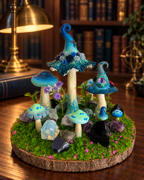 Focus Grove — Handmade Mushroom Forest with Natural Crystals