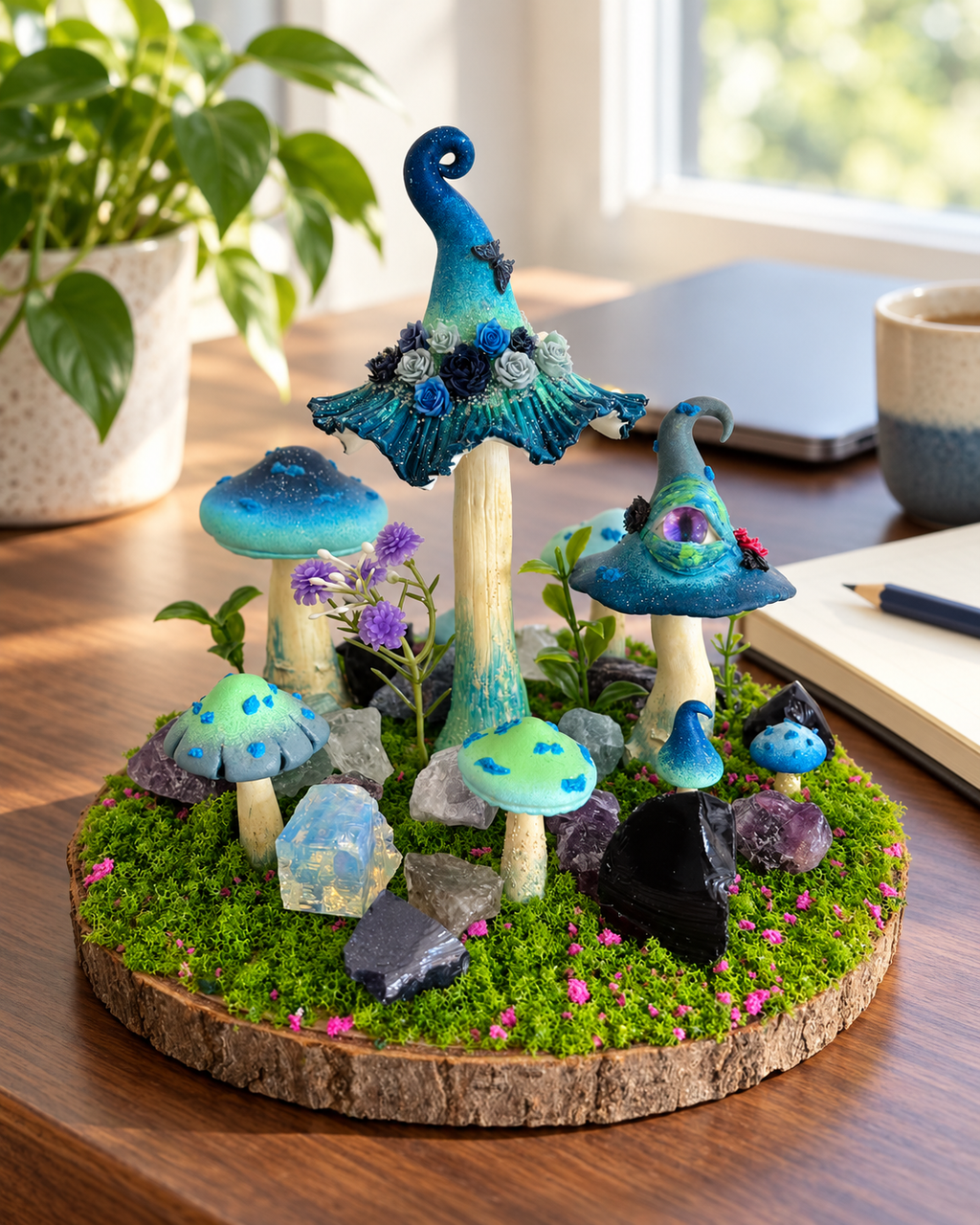 Focus Grove — Handmade Mushroom Forest with Natural Crystals