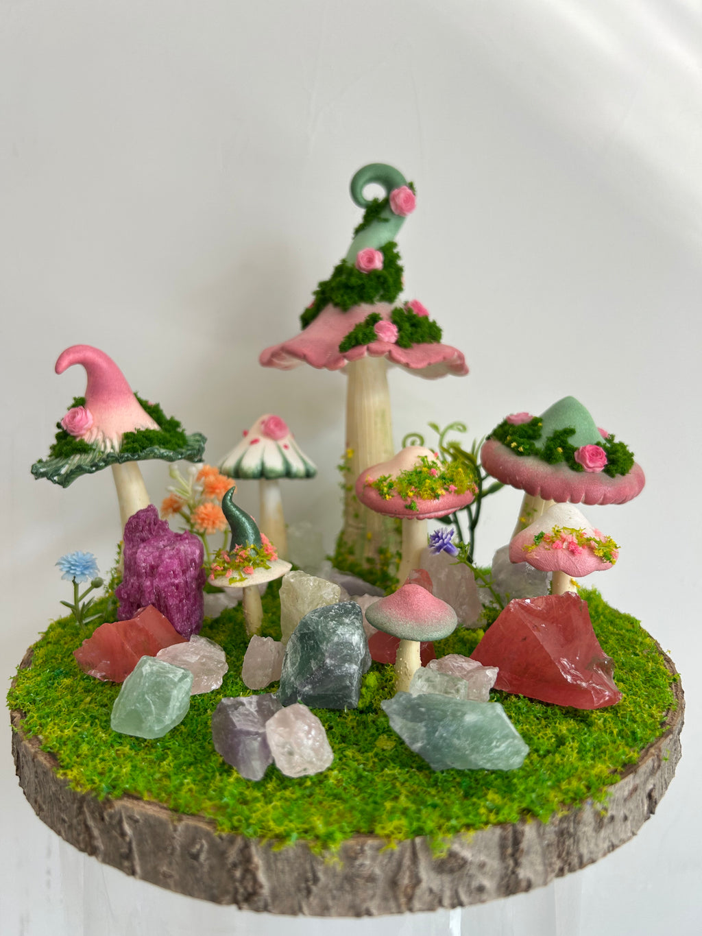 Heart in Bloom — Handmade Self-Love Mushroom Forest with Natural Crystals